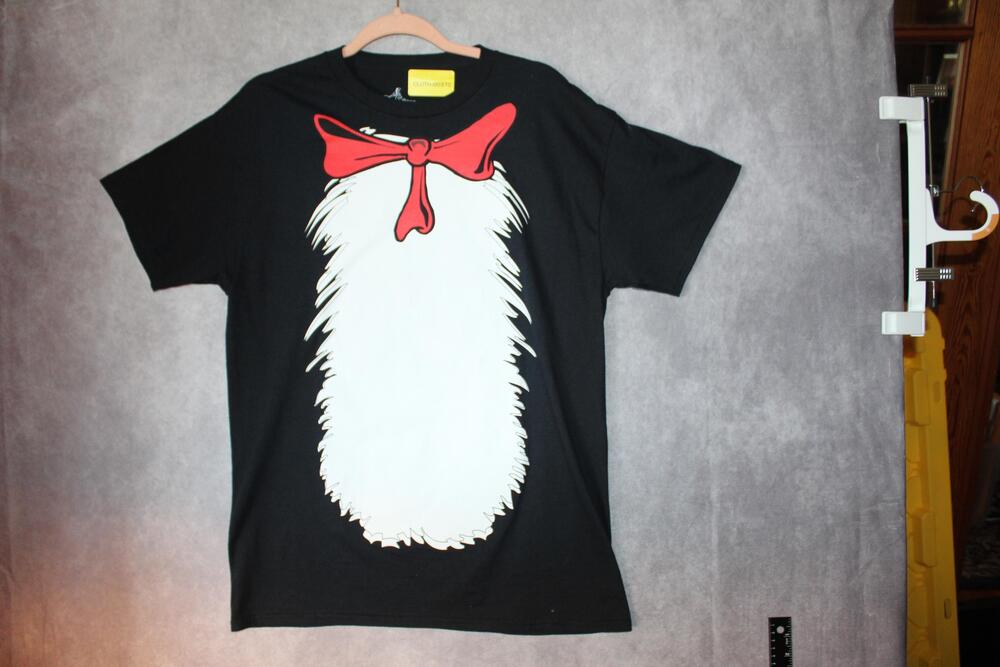 Dr. Seuss Shirt Mens S/M Black Short Sleeve Graphic Crewneck Tagless Red Bow